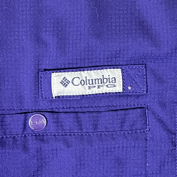 Columbia PFG TCU Tamiami S/S Shirt Mens Purple Button Up Vented Fishing *L - Picture 4 of 10